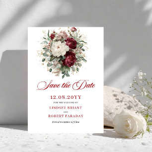 Verfijnde Blush Bourgondië Goud Save The Date