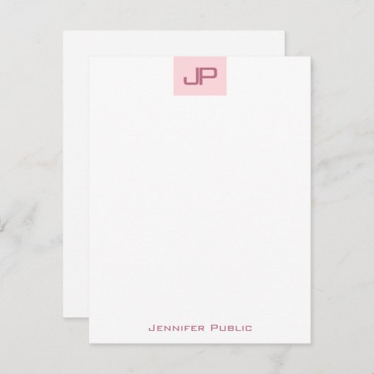 Verfijnde Blush Roze Monogram Schone Sjabloon (Voorkant / Achterkant)