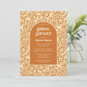 Verfijnde Boheemse Tane Bruine Bloemige Bruiloftsd Kaart (Staand voorkant)