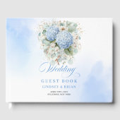Verfijnde Boho Blauwe Hortensia's Eucalyptus Gastb Gastenboek (Voorkant)