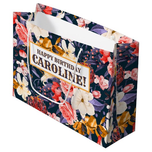 Verfijnde Boho Bloem Feest Groot Cadeauzakje (Voorkant Gekanteld)