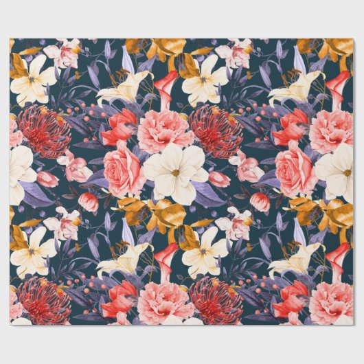 Verfijnde Boho Bloemenfeest Cadeaupapier (Vlak)