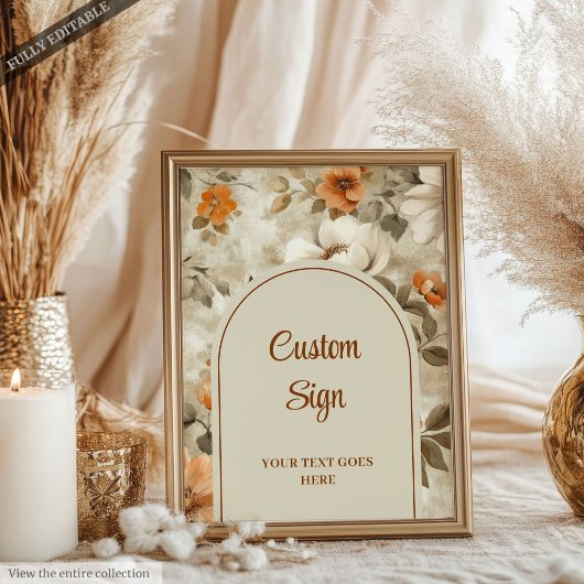 Verfijnde Boho Koper Ivoor Salie Bloemstuk Custom Poster