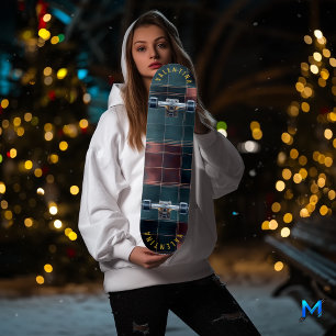 Verfijnde Bourgondiër en Turquoise Schotse Plaid D Persoonlijk Skateboard