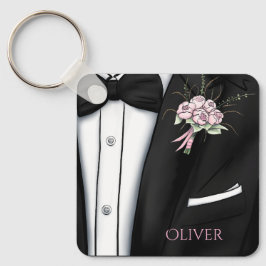 Verfijnde bruidegom boutonniere sleutelhanger