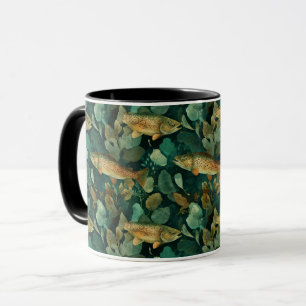 Verfijnde Bruine Forel Groene Vis Aquarel Mok