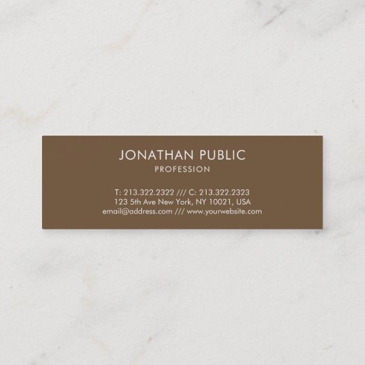 Verfijnde bruine, moderne, minimale rendabele tren mini visitekaartje (Achterkant)