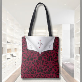 Verfijnde Burgundy en Zwarte Rozen Tote Bag