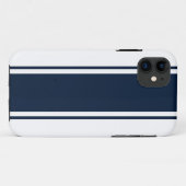 Verfijnde Classy Navy Blue Racing Stripes op wit Case-Mate iPhone Case (Achterkant (horizontaal))