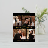 Verfijnde Collage FOIL Save The Date-ansichtkaart Folie Uitnodiging Briefkaart (Staand Voorkant)