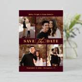 Verfijnde Collage FOIL Trouw Save The Date Kaart (Staand Voorkant)