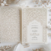 Verfijnde Crème & Witte Kant Bruiloft Kaart