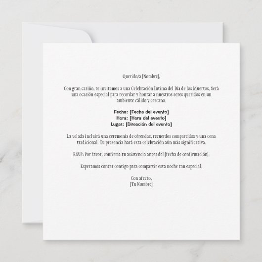 Verfijnde Dag van de Doden Kaart (Achterkant)