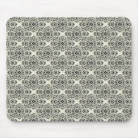 Verfijnde Damask Mousepad, zwart-wit Muismat (Voorkant)