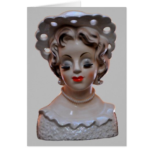 Verfijnde dame in een Fancy Pet Head Vase Kaart (Voorkant)