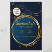 Verfijnde Donkerblauw en Goud Prom Flyer (Voorkant)