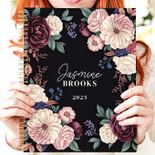 Verfijnde Donkere Bloemstuk Aangepaste Naam Planner