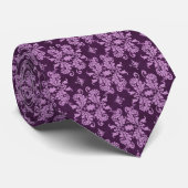 Verfijnde donkerpaarse damast halsdoek stropdas (Opgerold)