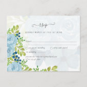 Verfijnde DUSTY BLUE Bloemen Bruiloft Suite Briefkaart (Voorkant)