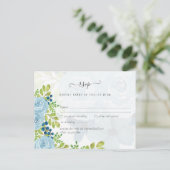 Verfijnde DUSTY BLUE Bloemen Bruiloft Suite Briefkaart (Staand voorkant)