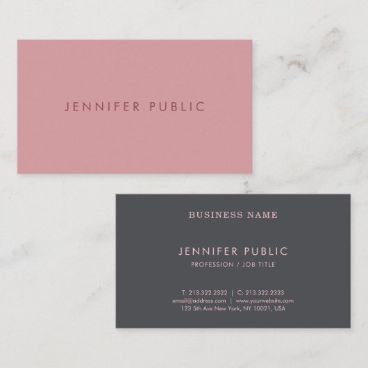 Verfijnde Eenvoudige Sjabloon Trendkleuren Modern Visitekaartje (Voorkant / Achterkant)