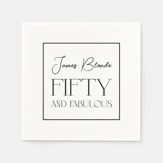 Verfijnde Elegant 50 en Fabulous Birthday Servet (Voorkant)