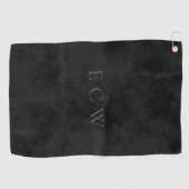 Verfijnde Elegant Faux Stamp Mottled Black Golfhanddoek (Horizontaal)
