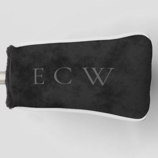 Verfijnde Elegant Faux Stamp Mottled Black Golfheadcover (Voorkant)