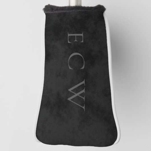 Verfijnde Elegant Faux Stamp Mottled Black Golfheadcover (Draai 90)