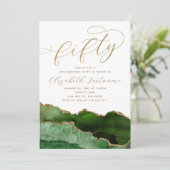 Verfijnde Elegant Goud Groen 50ste Verjaardag Kaart (Staand voorkant)