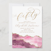 Verfijnde Elegant Goud Roze 50ste Verjaardag Kaart (Voorkant)