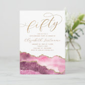 Verfijnde Elegant Goud Roze 50ste Verjaardag Kaart (Staand voorkant)