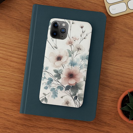 Verfijnde Elegante Delicate Waterverf Bloemen Case-Mate iPhone Case