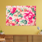 Verfijnde elegante heldere roze bloemen, weelderig canvas afdruk (Insitu (Woonkamer))
