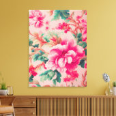 Verfijnde elegante heldere roze bloemen, weelderig canvas afdruk (Insitu (Woonkamer))