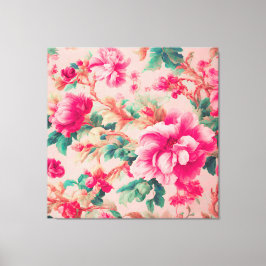 Verfijnde elegante heldere roze bloemen, weelderig canvas afdruk