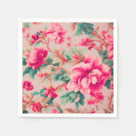 Verfijnde elegante heldere roze bloemen, weelderig servet