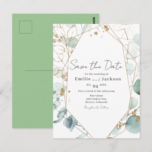 Verfijnde eucalyptusbladeren en olievlekken briefkaart (Voorkant / Achterkant)