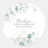 Verfijnde eucalyptusbladeren en olievlekken ronde sticker (Voorkant)