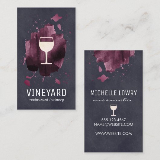 Verfijnde expressieve wijnglas visitekaartje (Voorkant / Achterkant)
