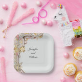 Verfijnde Floral Wedding Personaliseer Naam Papieren Bordje (Feest)