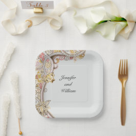 Verfijnde Floral Wedding Personaliseer Naam Papieren Bordje