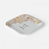 Verfijnde Floral Wedding Personaliseer Naam Papieren Bordje (Gebogen)