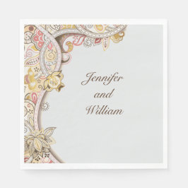 Verfijnde Floral Wedding Personaliseer Naam Servet