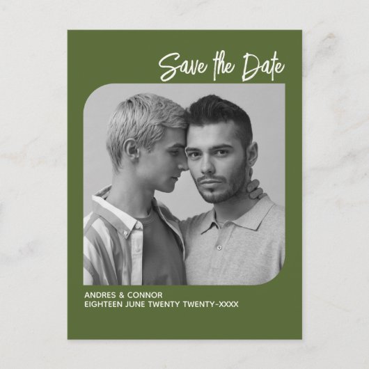 Verfijnde foto Bewaar de datum Groen Briefkaart (Voorkant)