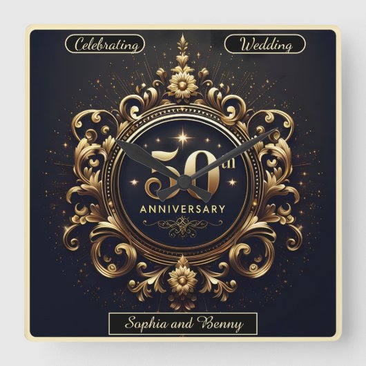 Verfijnde Glans: 50-jarig Jubileum Tribuut Vierkante Klok (Voorkant)