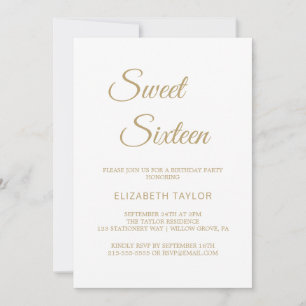 Verfijnde Gouden Calligrafie Sweet Sixteen Kaart
