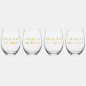 Verfijnde Gouden Moeder Vader van Bruid Groom Wijnglas Zonder Voet (Voorkant)