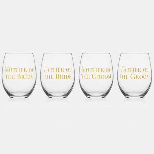 Verfijnde Gouden Moeder Vader van Bruid Groom Wijnglas Zonder Voet (Voorkant)