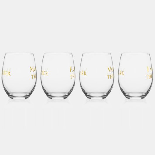 Verfijnde Gouden Moeder Vader van Bruid Groom Wijnglas Zonder Voet (Rechts)